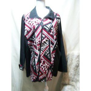 CJ Banks Top Tunic Jacket Sport Plus 20/22W 2X Black Red NWT
